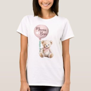 T-shirt Pink Mama Ours Teddy Baby shower Tee