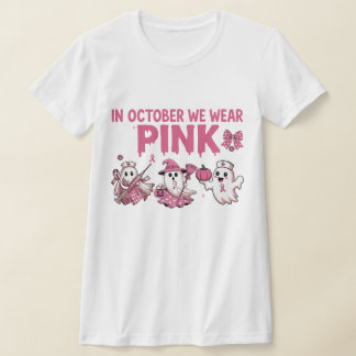 T-shirt Pink Octobre Fantômes Halloween