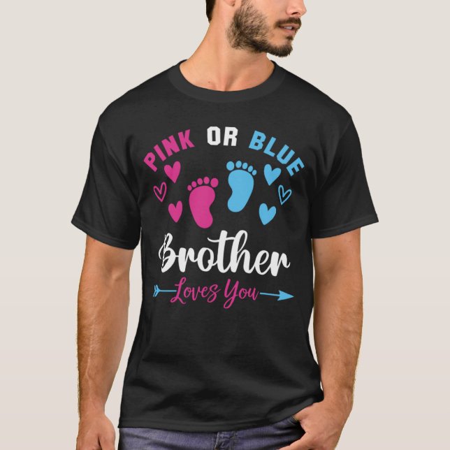T-shirt Pink or Blue Brother Love You Family Matching Baby (Devant)