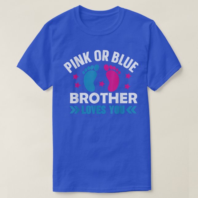 T-shirt Pink or Blue Brother vous aime Bébé Grossesse Anno (Design devant)