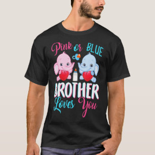 T-shirt Pink or Blue Brother Vous Aime Eléphants Baby Gend