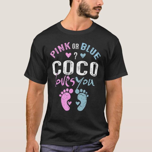 T-shirt Pink or Blue Coco Loves You Grandma   for Grandpar (Devant)