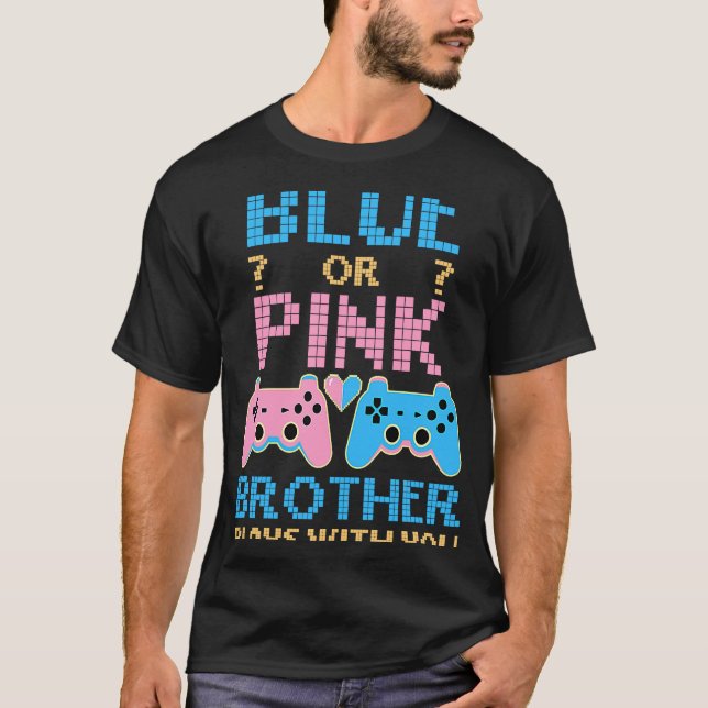 T-shirt Pink or Blue Genre Révéler Vidéo Jeu Gamer Boy Br (Devant)