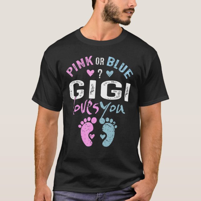 T-shirt Pink or Blue Gigi Loves You Grandma   for Grandpar (Devant)