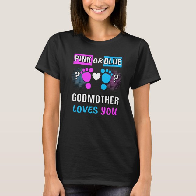 T-shirt Pink or Blue Godmère Vous Aime Genre Reveal Bab (Devant)