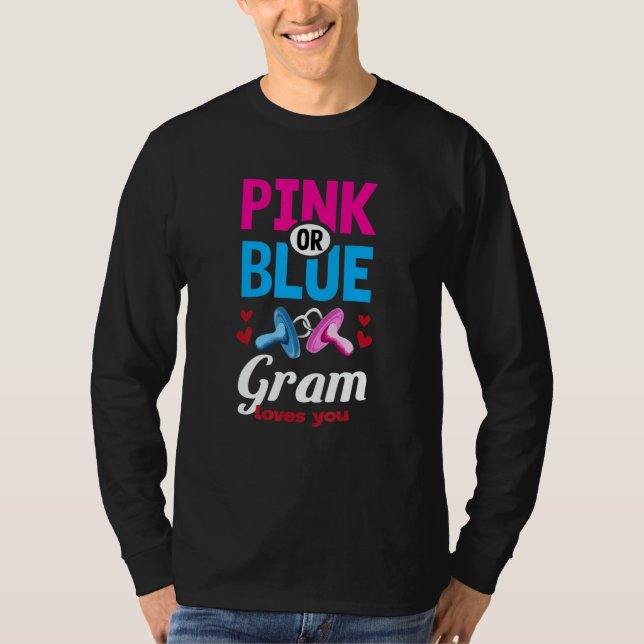 T-shirt Pink or Blue Gram Loves You Gender Reveal Party Ba (Devant)