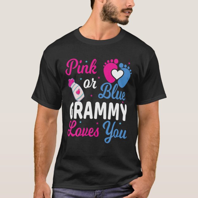 T-shirt Pink or Blue GRAMMY Love You Genre Bébé Révéler Fa (Devant)