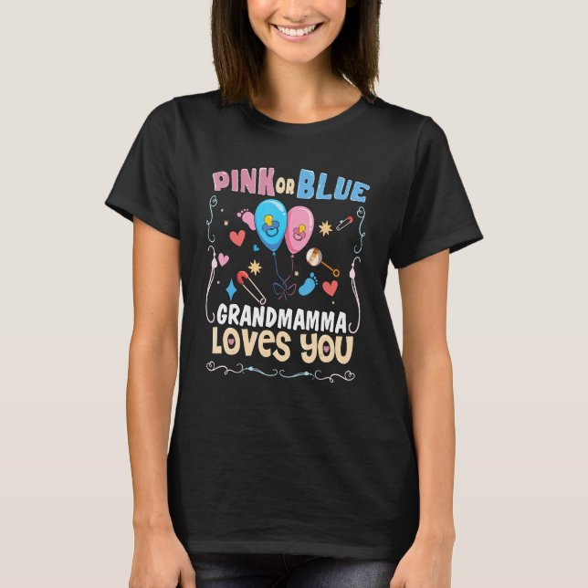 T-shirt Pink or Blue Grandmamma Loves You Best Grandmother (Devant)