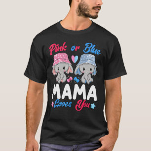 T-shirt Pink or Blue Mama Vous Aime Eléphants Bébé Genre
