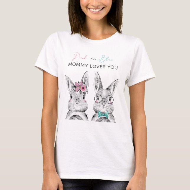 T-shirt Pink or Blue Maman aime You Gender Revela (Devant)