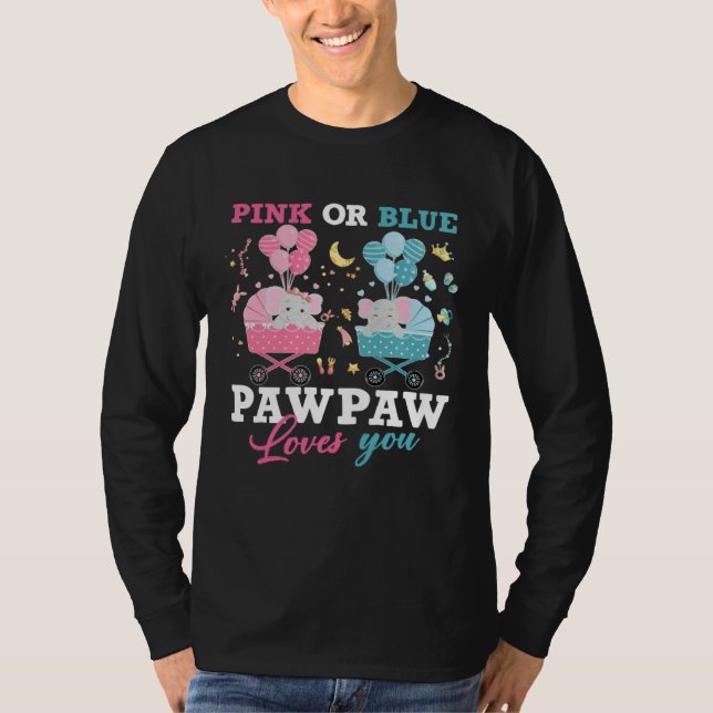T-shirt Pink Or Blue Pawpaw Loves You Elephant Baby Gender (Devant)