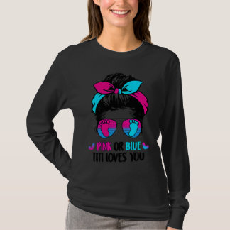 T-shirt Pink Or Blue Titi Loves You Messy Bun Hair Gender