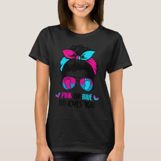 T-shirt Pink Or Blue Titi Loves You Messy Bun Hair Gender