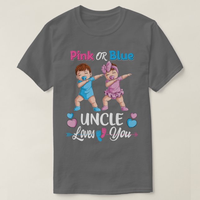 T-shirt Pink Or Blue Uncle Loves You Baby Gender Reveal Pa (Design devant)