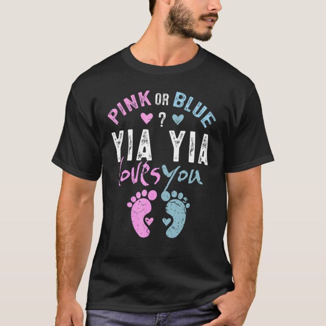T-shirt Pink or Blue Yia Yia Loves You Grandma   for Grand (Devant)
