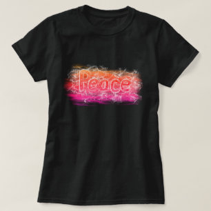 T-shirt Pink Orange Peace Neon Christian Word Art Slogan