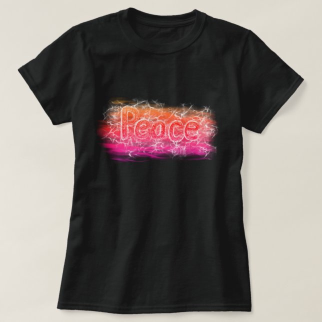 T-shirt Pink Orange Peace Neon Christian Word Art Slogan (Design devant)