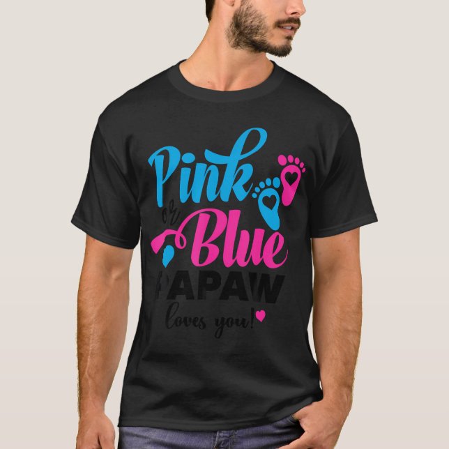 T-shirt Pink Ou Blue Papaw Vous Aime Genre Révéler Un Bébé (Devant)