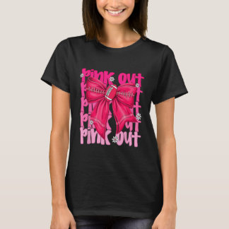 T-shirt Pink Out Cancer du sein Football Coquette Bow Mom