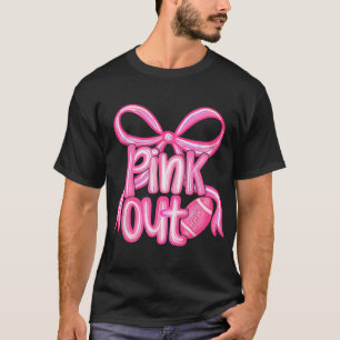 T-shirt Pink Out Football Bow Preppy Cancer du sein
