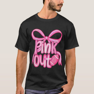 T-shirt Pink Out Football Bow Preppy Cancer du sein