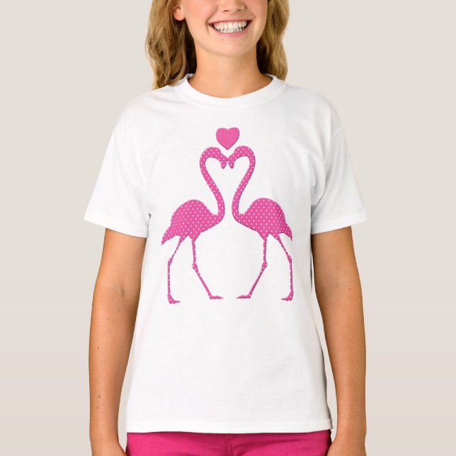 T-shirt Pink Polka Dot Flamant rose Saint Valentin Chemise (Devant)