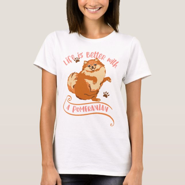 T-shirt Pink Pomeranian Maman (Devant)