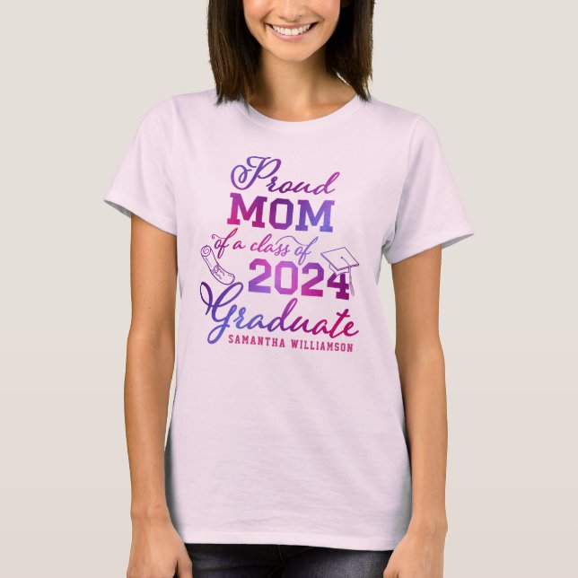 T-shirt Pink Purple Blue Proud Maman de la classe 2023 Gra (Devant)