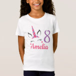 T-Shirt Pink Purple Girl's Any Age Unicorn Birthday Shirt<br><div class="desc">Votre petit fan de licorne va adorer cette mignonne chemise d'anniversaire de licorne ! Vous pouvez personnaliser le design avec son nom et son âge.</div>