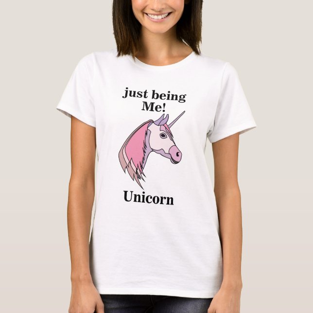 T-shirt Pink Purple Unicorn Head (Devant)