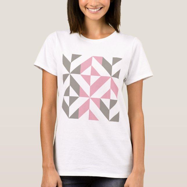 T-shirt Pink Raspberry and Silver Geometric ZigZag (Devant)