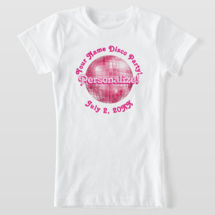 T-shirt Pink Retro Disco Ball PERSONNALISÉ