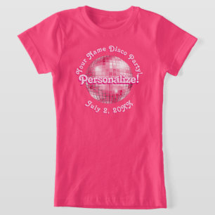 T-shirt Pink Retro Disco Ball PERSONNALISÉ
