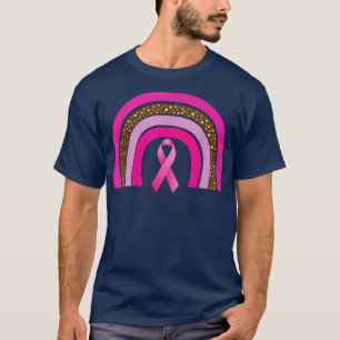 T-shirt Pink Ribbon Boho Rainbow Sensibilisation au cancer