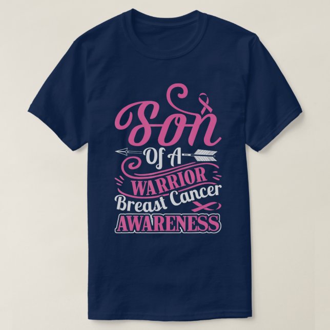 T-shirt pink ribbon breast cancer awareness Son of warrior (Design devant)