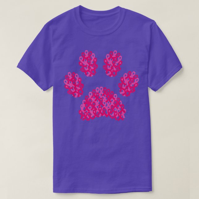 T-shirt Pink Ribbon Chien Empreinte de patte Sensibilisati (Design devant)