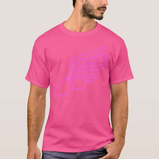 T-shirt Pink Running Shoe With Wings Track And Field Sneak (Devant)
