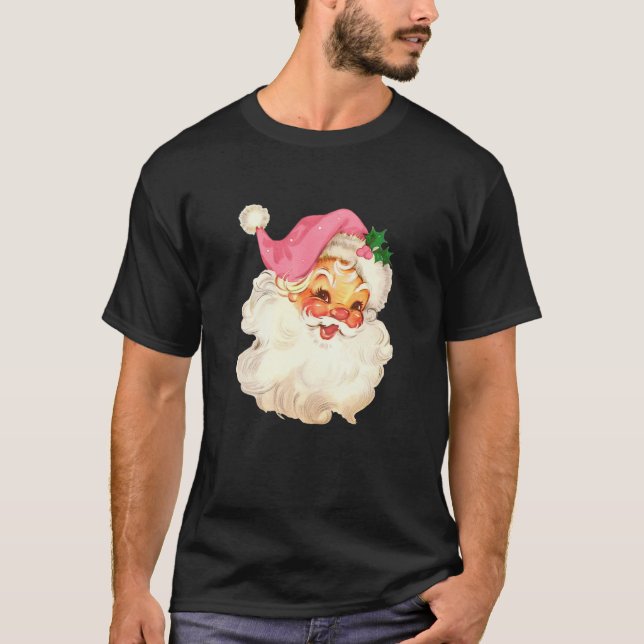T-shirt Pink Santa Claus Je rêve d'un Noël rose (Devant)