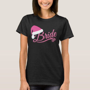 T-shirt Pink Santa Hat Bride noir