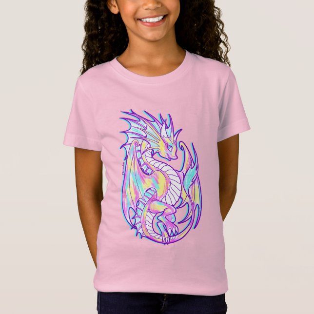 T-Shirt Pink Scribble mignonne Girone Dragon Wyvern Inugam (Devant)