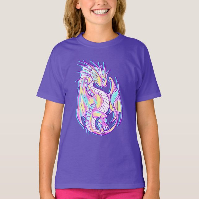 T-shirt Pink Scribble mignonne Girone Dragon Wyvern Inugam (Devant)