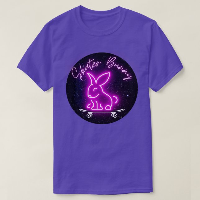 T-shirt Pink Skater Bunny on Skateboard (Design devant)