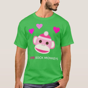 T-shirt Pink Sock Monkey I Love Sock Monkeys