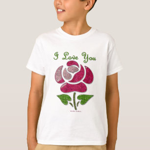 T-shirt Pink Stencil Rose I Love You