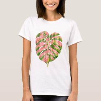 T-shirt Pink Tartan Scottish Monstera Watercolour Botanic