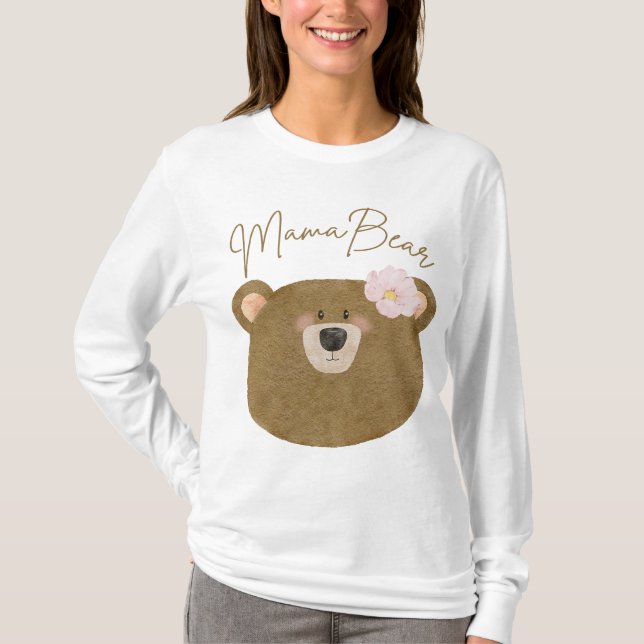 T-shirt Pink Teddy Bearly Wait Mama Bear Girl Baby shower (Devant)