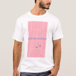 T-shirt Pink Tennis Court Preppy Joueur de tennis moderne<br><div class="desc">Conception classique personnalisée de court de tennis en bleu avec des raquettes de tennis classiques, chic, preppy & élégantes et des balles de tennis vertes. Un cadeau simple et minimaliste pour votre entraîneur de tennis ou votre équipe de tennis. Cadeau personnalisé pour un joueur de tennis. Illustration du terrain de...</div>