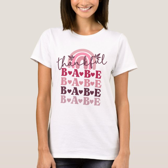 T-shirt Pink Thanksgiving Baby Thanksgiving Fall Boho Rain (Devant)