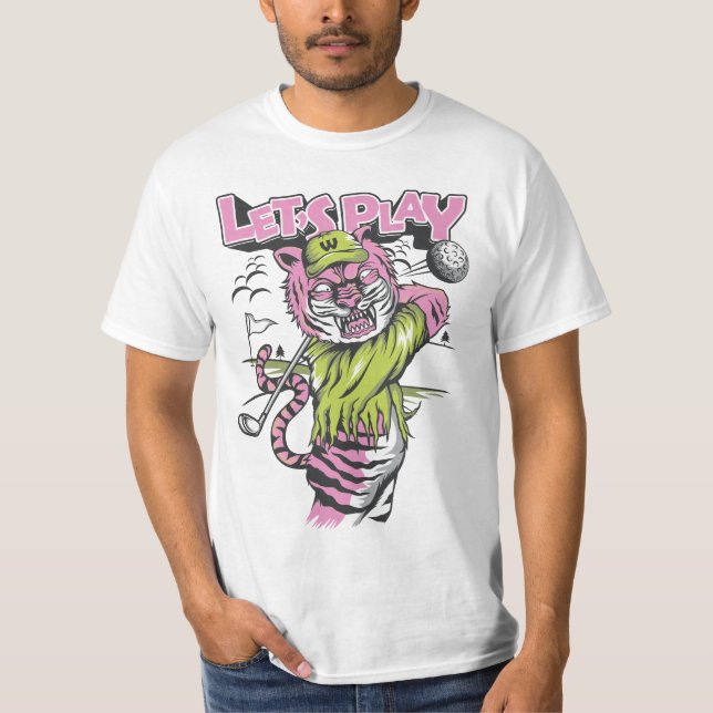 T-shirt Pink Tiger Golf Power Drive (Devant)