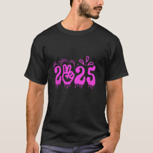 T-shirt Pink vintage 2025 Paix Signal Noël Maman Café